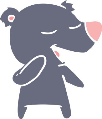 Bir insan tarafından çizilmiş düz renkli çizgi film ayısı