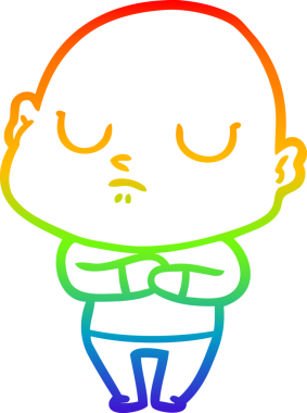 Gökkuşağı gradyan çizgisi bir insan tarafından çizilmiş kel bir adamın çizimi