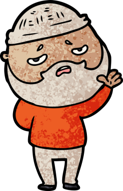 Bir insan tarafından çizilmiş sakallı endişeli bir adam.