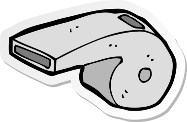 Bir insan tarafından çizilmiş bir karikatür düdüğü çıkartması.