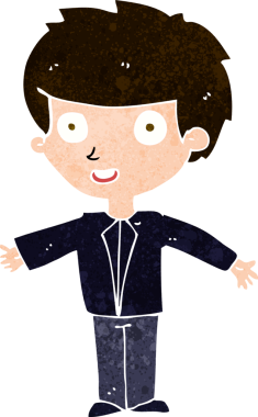 Bir insan tarafından çizilmiş mutlu çocuk çizgi filmi.