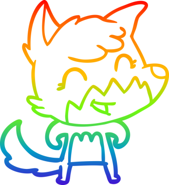 gökkuşağı gradyanı çizimi bir insan tarafından çizilmiş mutlu bir tilki çizgi filmi.