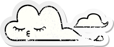 Bir insan tarafından çizilmiş şirin beyaz bulutun sıkıntılı çıkartması.