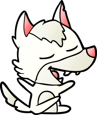 Bir insan tarafından çizilmiş gülen bir kurt.