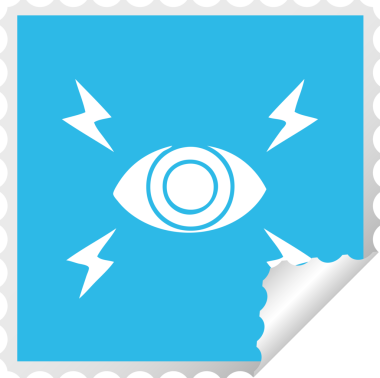 Bir insan tarafından çizilmiş mistik bir gözün kare soyulmuş çıkartması.