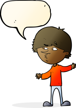 Bir insan tarafından çizilmiş konuşma baloncuğu olan meraklı bir adam.