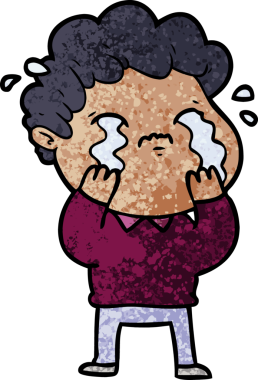 Bir insan tarafından çizilmiş ağlayan çizgi film adamı.