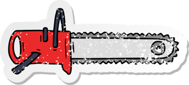 Bir insan tarafından çizilmiş zincir testere için çizilmiş bir karikatür.