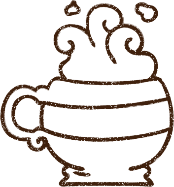 Bir insan tarafından çizilmiş kahve kupası kömürü.