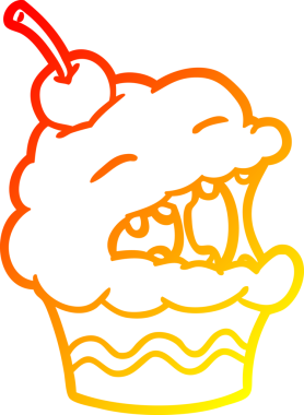 Bir insan tarafından çizilmiş komik bir kekin sıcak gradyan çizgisi