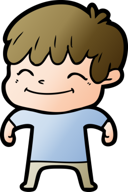 Bir insan tarafından çizilmiş mutlu çizgi film çocuğu.