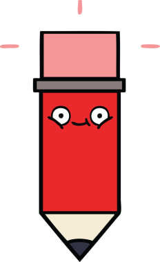 Bir insan tarafından çizilmiş sevimli bir kalem karikatürü.