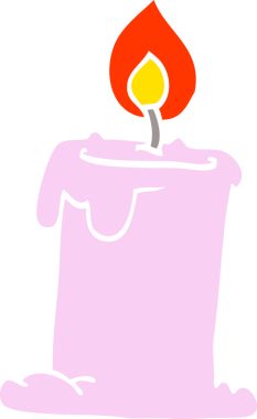 Bir insan tarafından çizilmiş karikatür yanan mum.