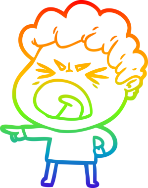 Bir insan tarafından çizilmiş öfkeli bir adamın çizdiği gökkuşağı gradyan çizgisi.