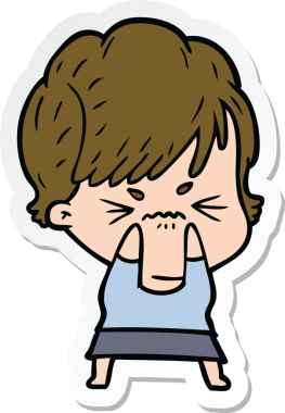 Bir insan tarafından çizilmiş, hayal kırıklığına uğramış bir kadının çıkartması.