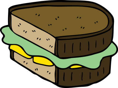 Bir insan tarafından çizilmiş karalama dolu sandviç.