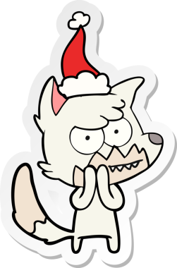 Bir insan tarafından çizilmiş Noel Baba şapkası giymiş sırıtan bir tilkinin el yazısı.