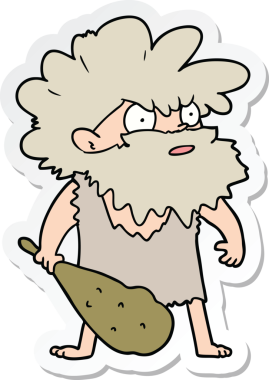 Bir insan tarafından çizilmiş bir mağara adamı çıkartması.