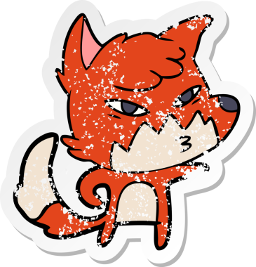 Bir insan tarafından çizilmiş zeki bir tilkinin sıkıntılı çıkartması.