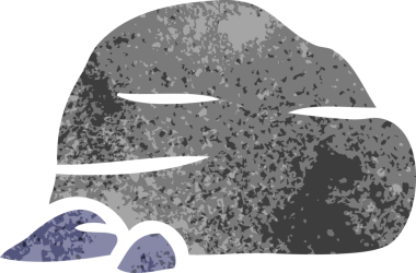 Bir insan tarafından çizilmiş taş ve çakıl taşlarından oluşan eski bir karikatür.