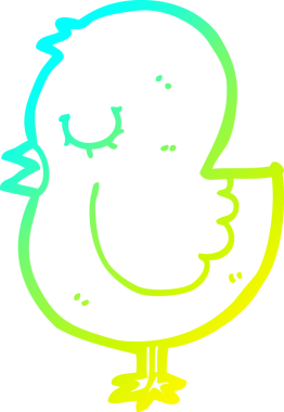 Bir insan tarafından çizilen karikatür kuşunun soğuk gradyan çizgisi