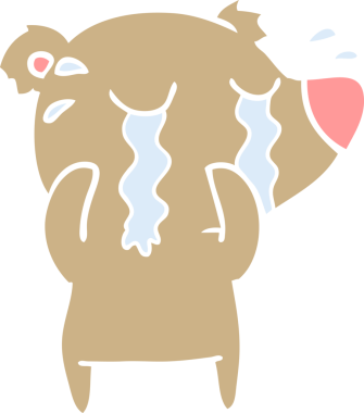 Bir insan tarafından çizilmiş düz renkli karikatür ağlayan ayı