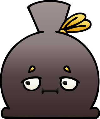 Bir insan tarafından çizilmiş bir çuvalın gölgeli çizgi filmi.