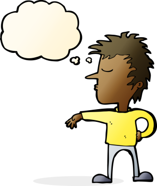 Karikatürist, bir insan tarafından çizilmiş düşünce baloncuğuyla kamp hareketi yapıyor.