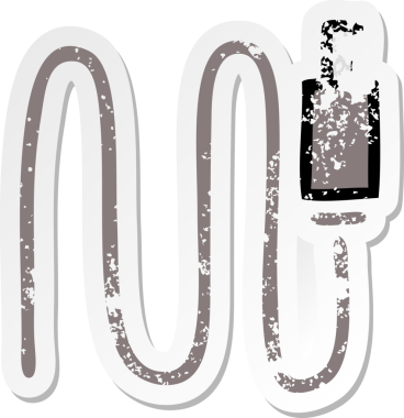 Bir insan tarafından çizilmiş şirin bir karikatür ses kablosunun sıkıntılı çıkartması.