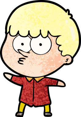 Bir insan tarafından çizilmiş meraklı bir çocuk.