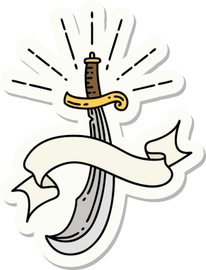 Bir insan tarafından çizilmiş kılıç dövmesi stili.