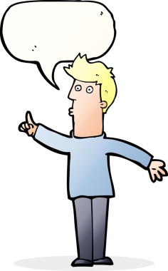 Çizgi filmci bir insan tarafından çizilmiş bir konuşma balonuyla ihtiyatlı olmayı tavsiye ediyor.