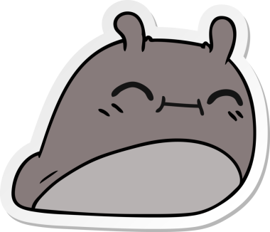 Bir insan tarafından çizilmiş mutlu bir kawaii sümüklüböceğinin serbest sticker karikatürü.