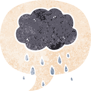 karikatür bulutu yağmur gibi yağıyor grunge içinde sıkıntılı retro desen tarzı bir insan tarafından çizilmiş