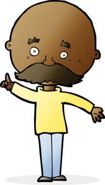 Bir insan tarafından çizilmiş bir fikri olan kel bir adam.