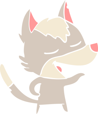 Bir insan tarafından çizilmiş düz renkli çizgi film kurt gülüşü