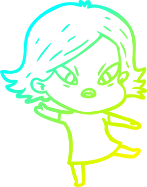 Bir insan tarafından çizilmiş soğuk gradyan çizgi çizimi stresli bir kadın