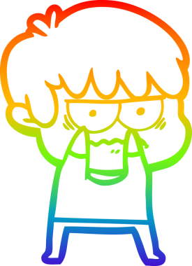 Gökkuşağı gradyan çizgi çizimi Bir insan tarafından çizilmiş bir çizgi film çocuğu