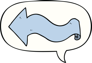 bir insan tarafından çizilmiş konuşma balonlu çizgi film oku