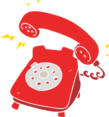 Bir insan tarafından çizilmiş çalan telefonun düz renk çizimi