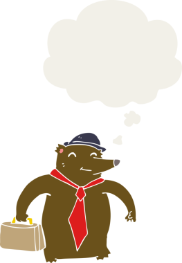 Bir insan tarafından çizilmiş düşünce baloncuğu olan çizgi film iş ayısı.