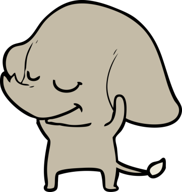 Bir insan tarafından çizilmiş gülümseyen bir fil.