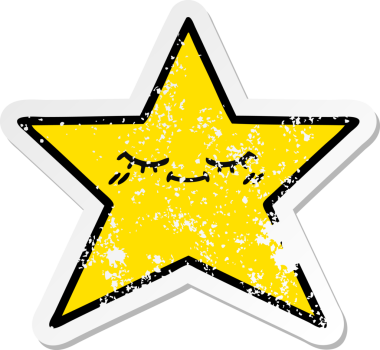 Bir insan tarafından çizilmiş tatlı bir çizgi film yıldızının sıkıntılı çıkartması.