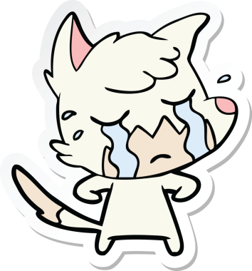 Bir insan tarafından çizilmiş ağlayan tilki çizgi filminin çıkartması.