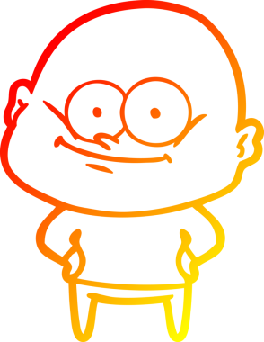 Bir insan tarafından çizilmiş kel bir adamın sıcak çizgi çizimi.