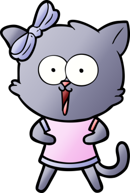 Bir insan tarafından çizilmiş çizgi film kedisi.