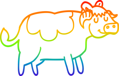 gökkuşağı gradyan çizgi çizimi bir insan tarafından çizilmiş bir inek