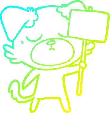 Bir insan tarafından çizilmiş şirin bir çizgi köpeğin soğuk gradyan çizgisi.