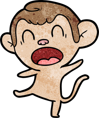 Bir insan tarafından çizilmiş bağıran maymun çizgi filmi.