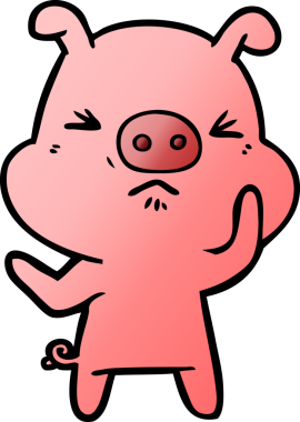 Bir insan tarafından çizilmiş kızgın domuz çizgi filmi.